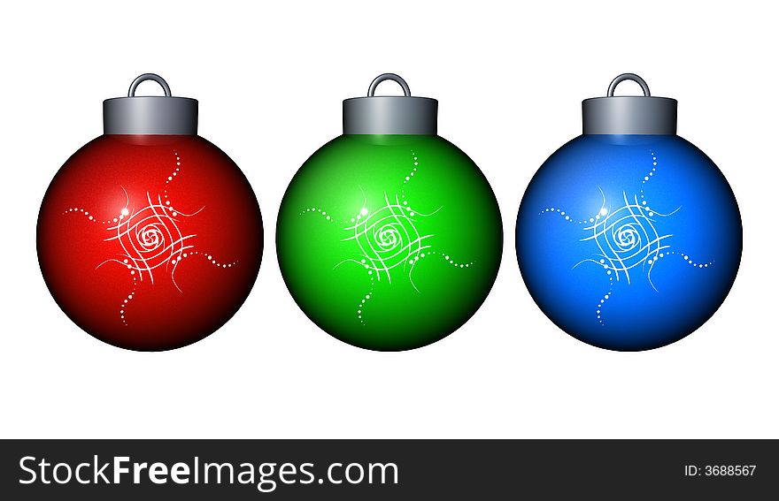 Multicolor christmas balls with floral decoration element