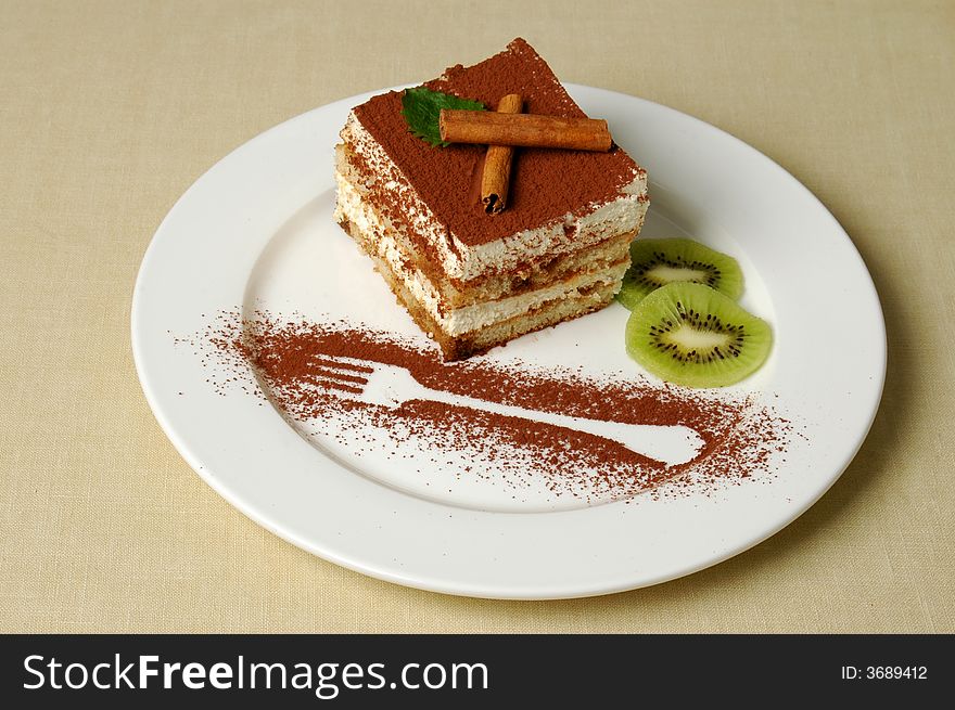 Delicious and beautiful cake with  the cinnamon topping