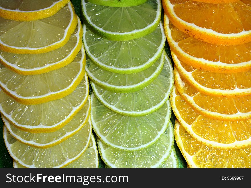 Lime, lemon and orange