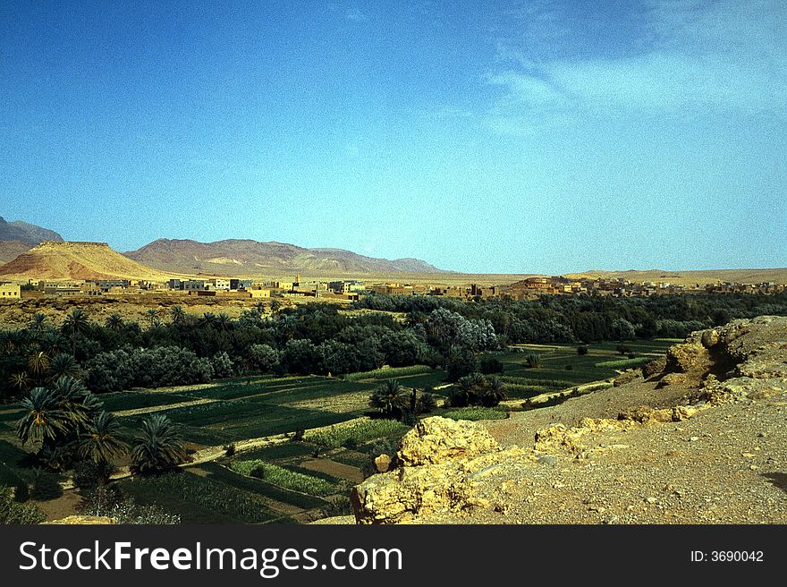 Landscape mountainous and crops in morocco