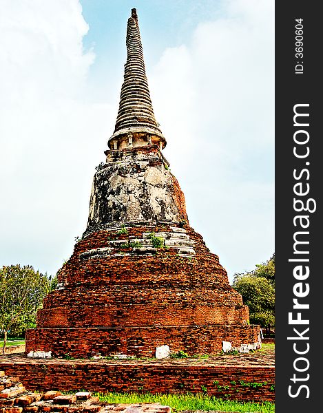 Ancient Buddhist Temple Ruins In Ayuttaya, Thailan