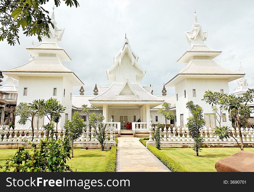 Unique white Buddha temple in Thailand