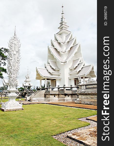 Unique white Buddha temple in Thailand