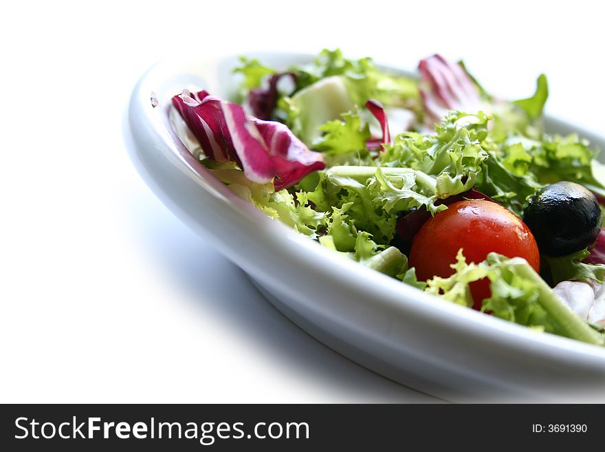 Dish of mix salad isolated on white background