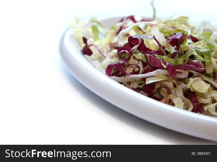 Dish of mix salad isolated on white background