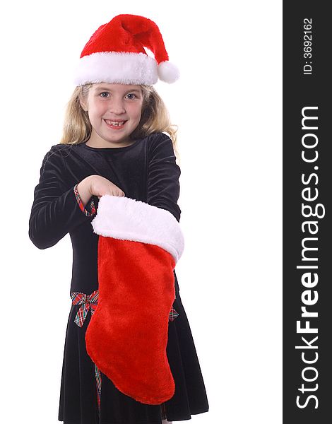 Photo of a child reaching in stocking