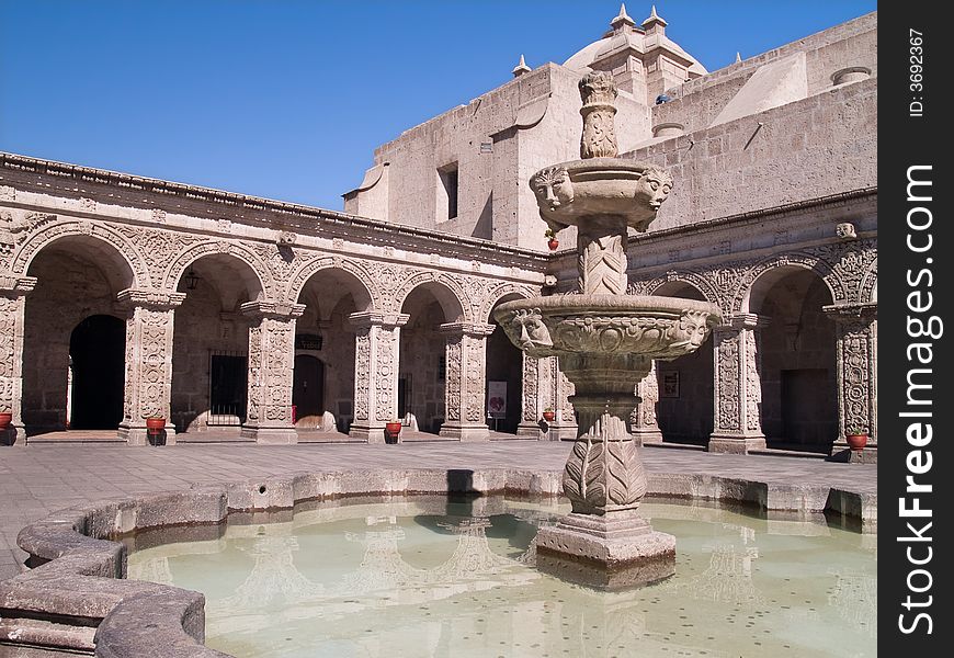 Courtyard of the Church of the company of Jesus at Arequipa, Peru. Courtyard of the Church of the company of Jesus at Arequipa, Peru