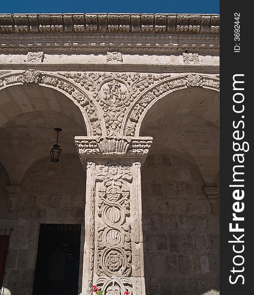 Courtyard of the Church of the company of Jesus at Arequipa, Peru. Courtyard of the Church of the company of Jesus at Arequipa, Peru