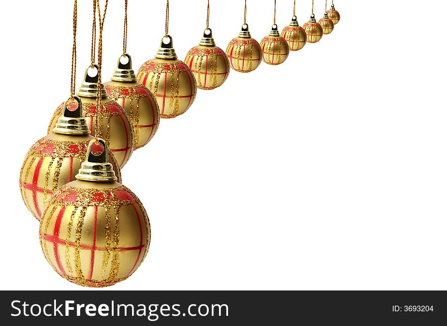 Several christmas balls isolated on white