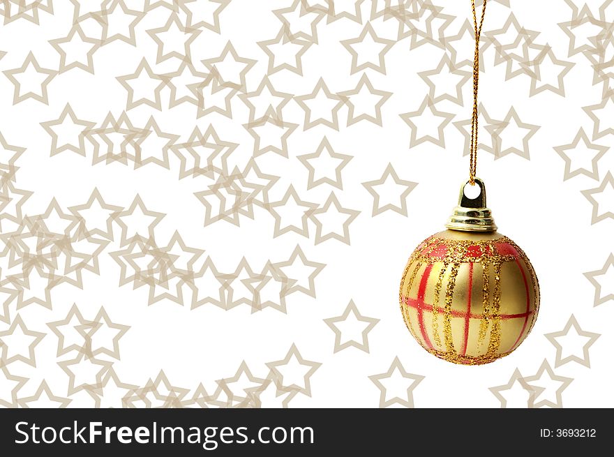 Golden christmas ball isolated on white