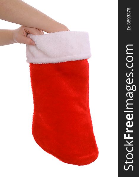 Shot of a childs hand in stocking