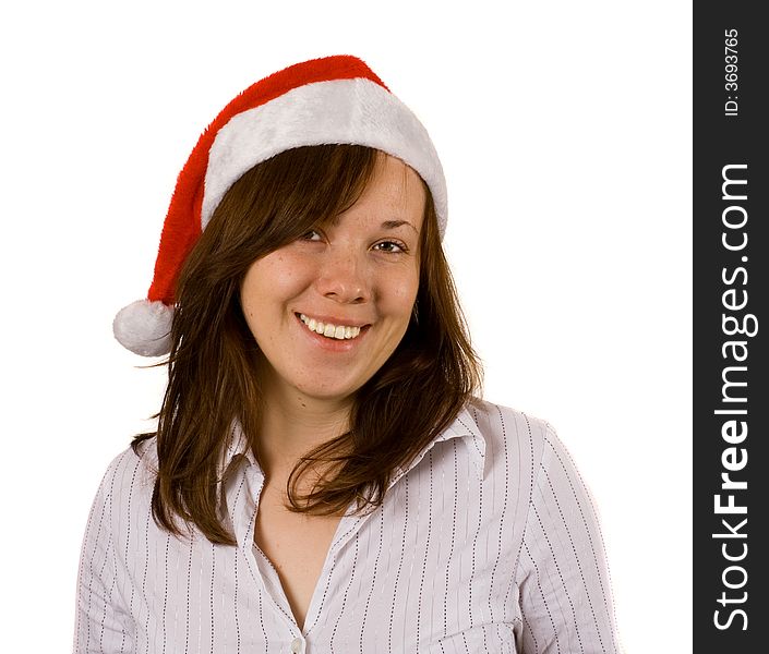 Young smiling girl with santa hat