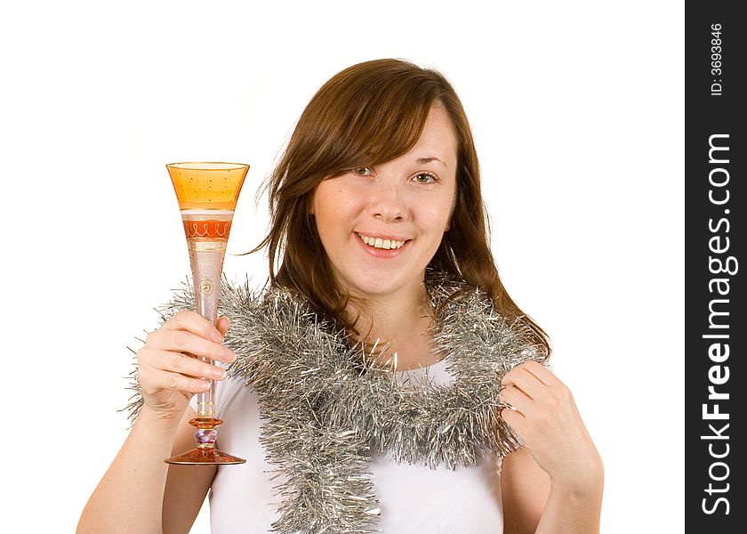 Young woman with glass of champagne, celebration