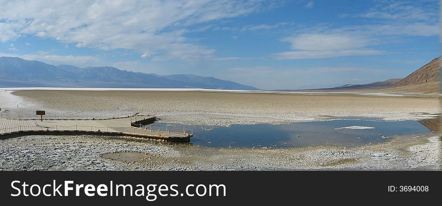 Panorama image of Badwater basin - 282 KM below sea level (Death Valley USA)