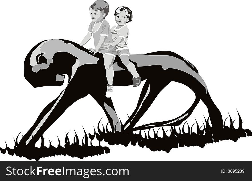 Children on panther