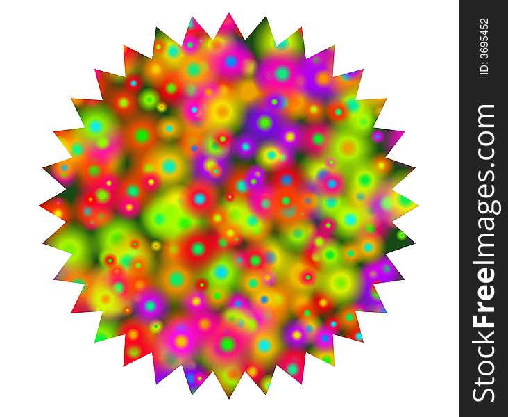 Bright  star shape with colorful circles background. Bright  star shape with colorful circles background