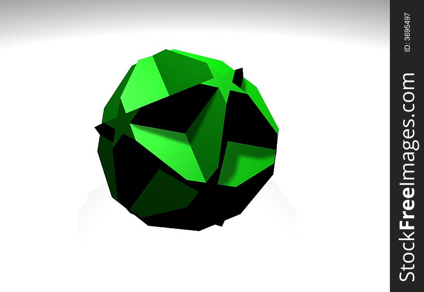 Green ball with star die. Illustration made on computer. Green ball with star die. Illustration made on computer.