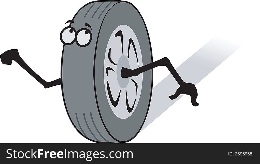 Silhouette of
a wheel with eyes balancing with it’s hand. Silhouette of
a wheel with eyes balancing with it’s hand