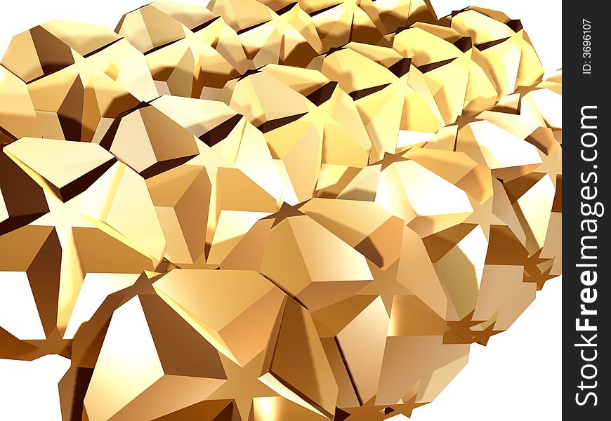 Golden balls with star die. Illustration made on computer. Golden balls with star die. Illustration made on computer.