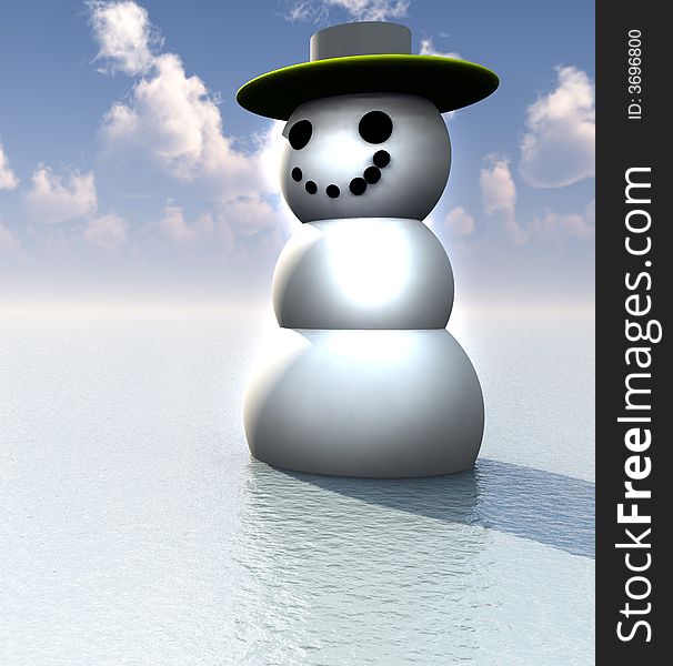 A conceptual image of a alternative Christmas scene of a happy snowman on holiday in a tropical area. A conceptual image of a alternative Christmas scene of a happy snowman on holiday in a tropical area..