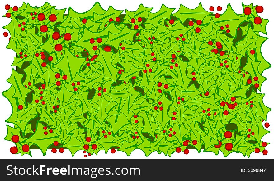 Holly Leaves and Berries Background