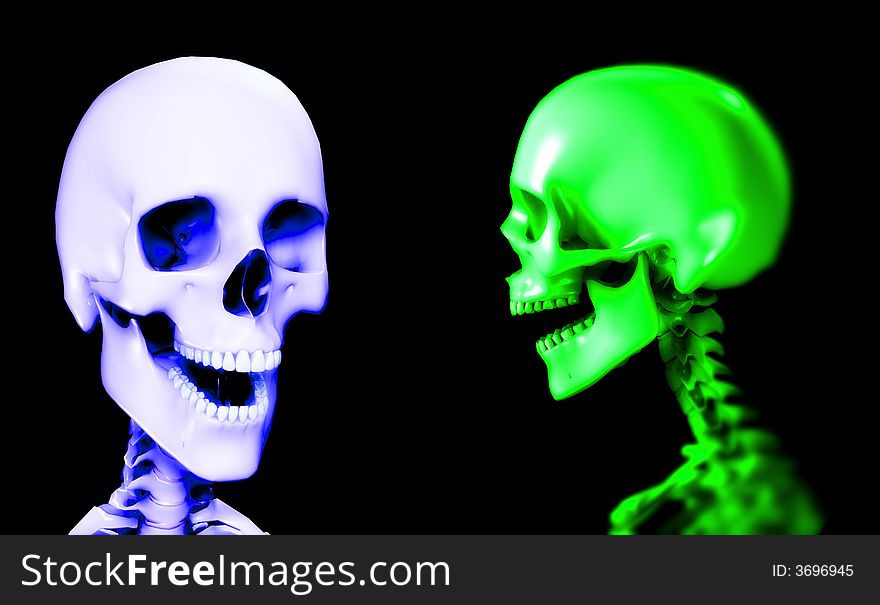 An x ray image of two people in which you can see the skull. A suitable medical or Halloween based image. An x ray image of two people in which you can see the skull. A suitable medical or Halloween based image.