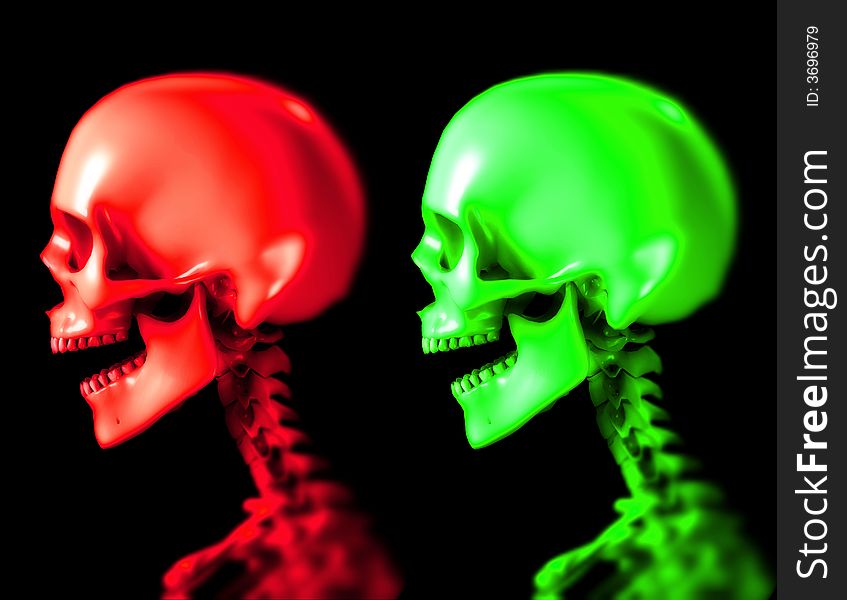 An x ray image of two people in which you can see the skull. A suitable medical or Halloween based image. An x ray image of two people in which you can see the skull. A suitable medical or Halloween based image.