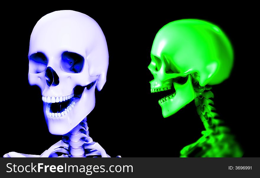 An x ray image of two people in which you can see the skull. A suitable medical or Halloween based image. An x ray image of two people in which you can see the skull. A suitable medical or Halloween based image.