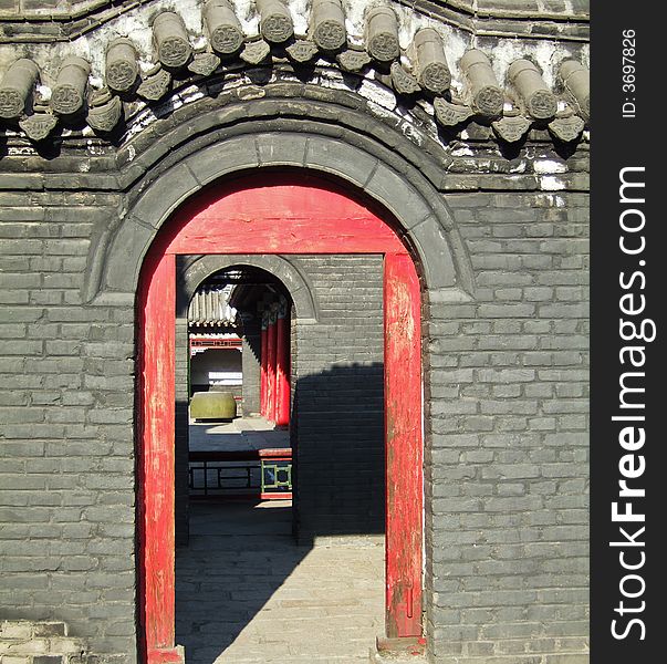 Gates and wall of a temple. Gates and wall of a temple