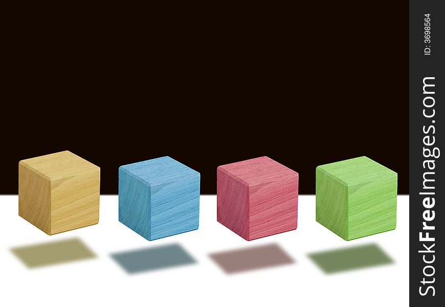 Wooden blocks hovering in air with shadows below. Wooden blocks hovering in air with shadows below
