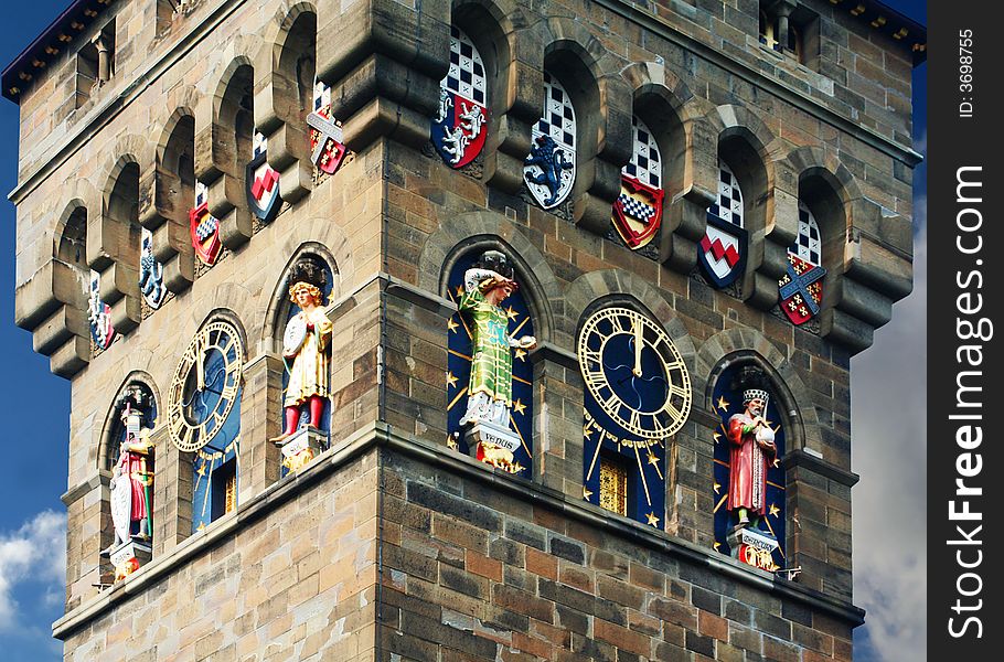 Tower With Clock And People