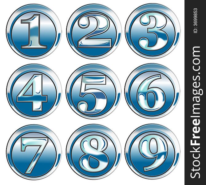 Vector art of a Chrome button number icon
