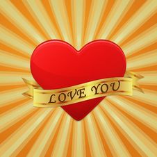 Heart With Ribbon And Phrase Love You. Stock Image Heart With Ribbon And Phrase Love You. Stock Image