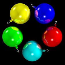 5 XMAS BALLS 1- ALPHA CHANNEL Royalty Free Stock Photography