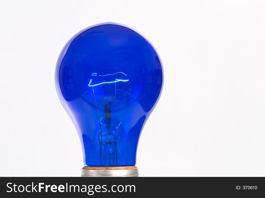 Blue light bulb - on. Blue light bulb - on