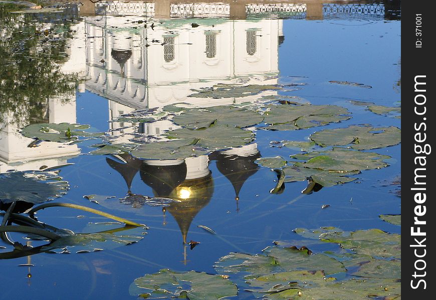 Reflection of church in water. Reflection of church in water