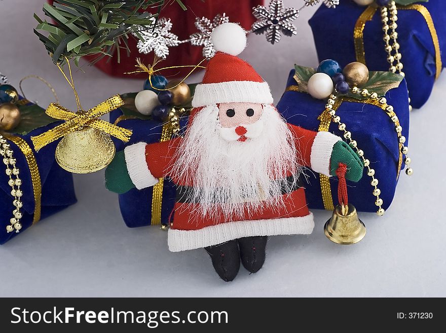 Santa Cluas and Gifts Close up