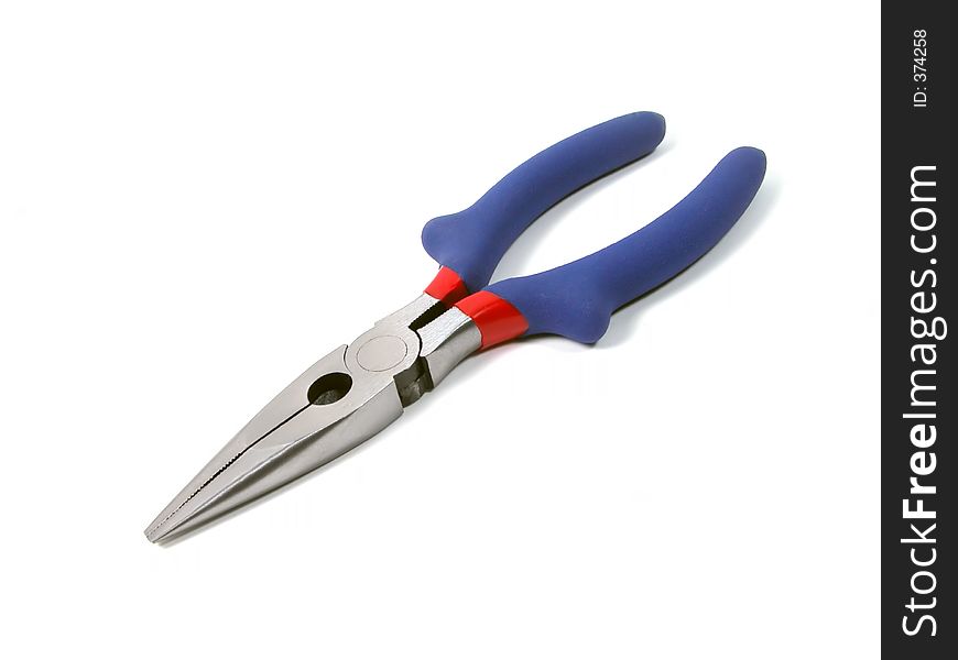 Needle nosed pliers over white background...with shadows.