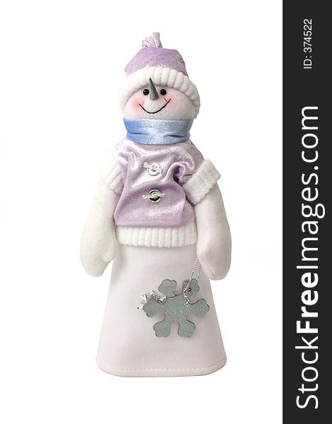 Cheerful snowman over white. Cheerful snowman over white