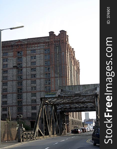 Warehouse and Swing Bridge in Liverpool. Warehouse and Swing Bridge in Liverpool