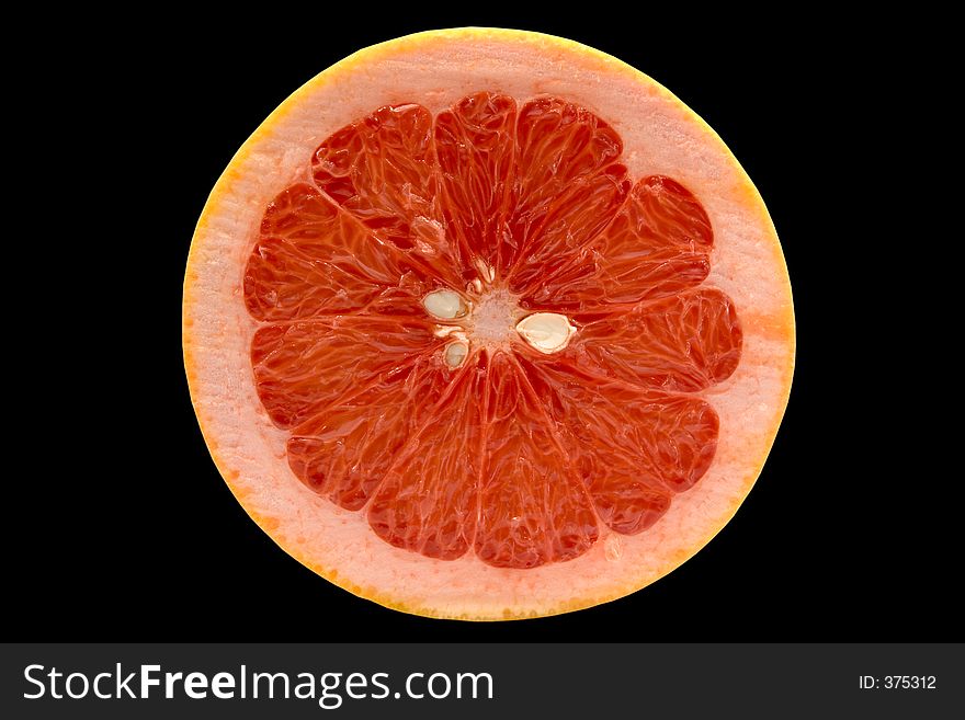 Grapefruit isolated on black background with clipping path