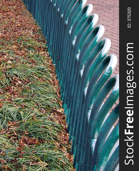 Close-up of a blue/green fence. Close-up of a blue/green fence