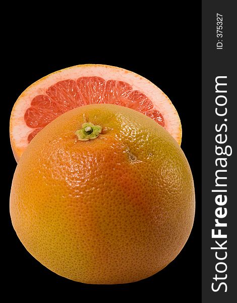 Couple half of grapefruit isolated on black