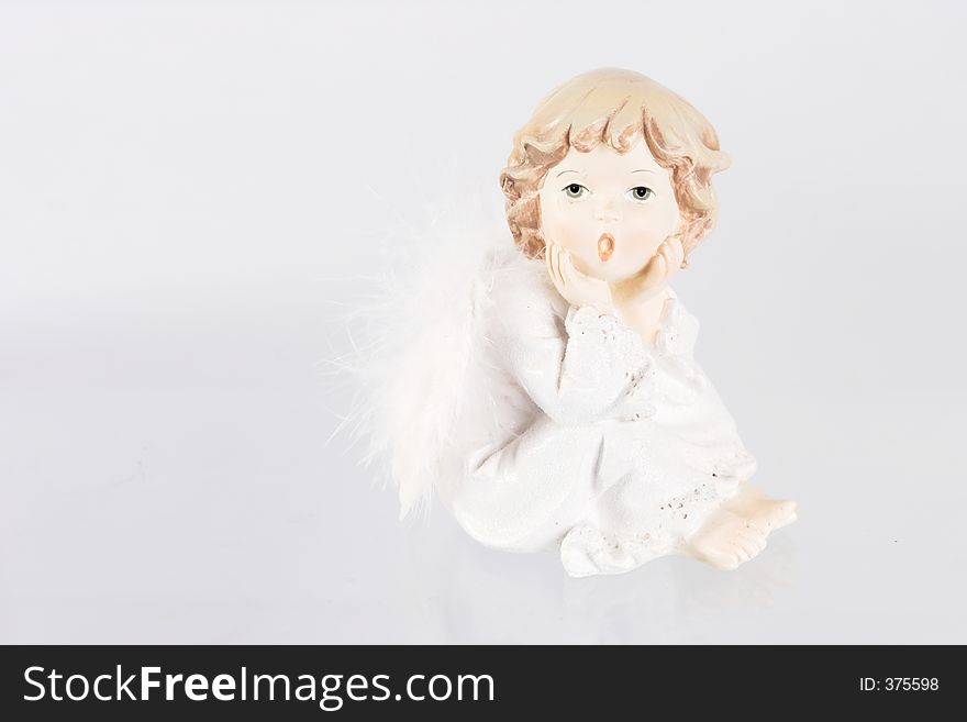 Christmas angel and white background
