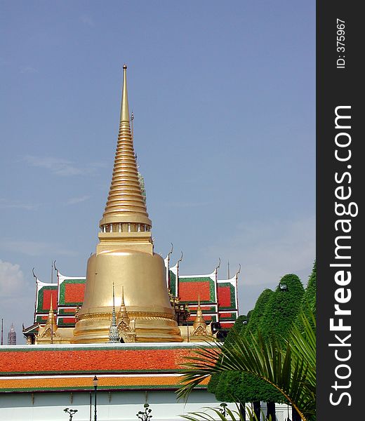 The roof and spiers of the royal palace in Bangkok