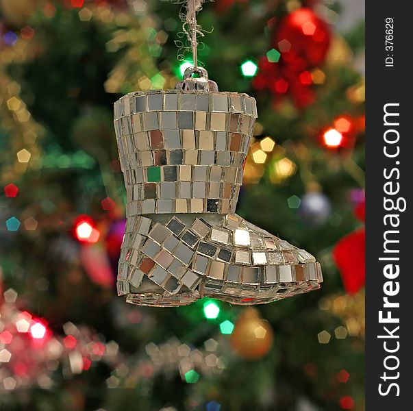 Christmas tree ornament with out of focus background