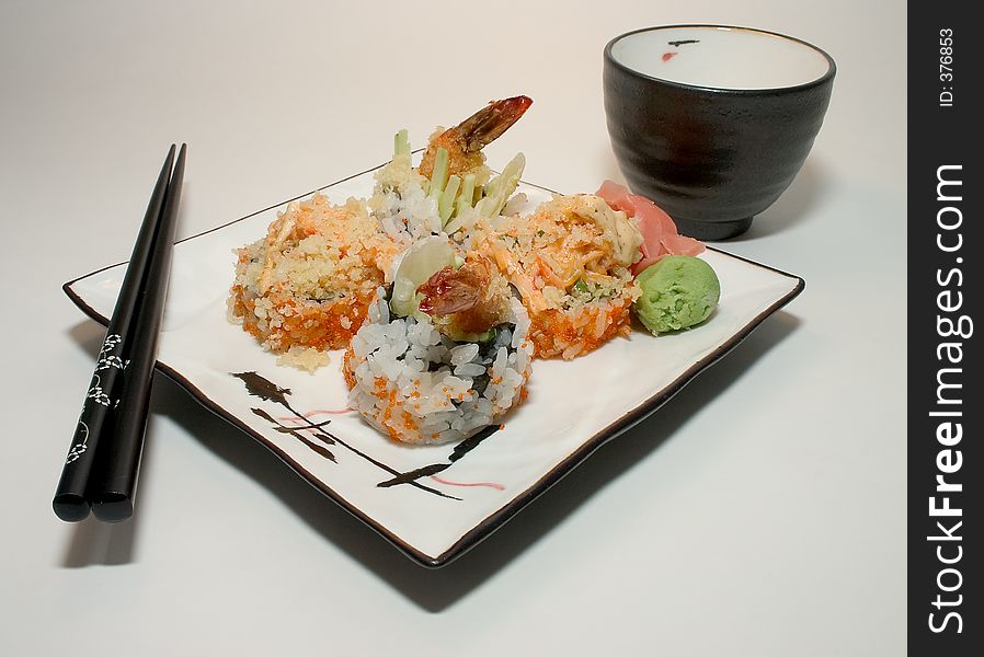 Sushi Roll on White plate