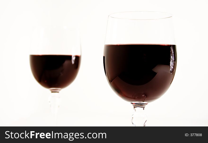 Two wine glass isolated on white background