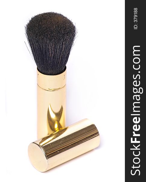 Powder brush in golden case