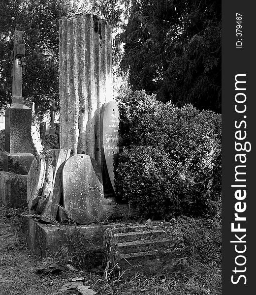 Old column in cementry in black and white. Old column in cementry in black and white